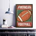 Quadro Futebol Americano Retrô 33x24cm Moldura:madeira Branca
