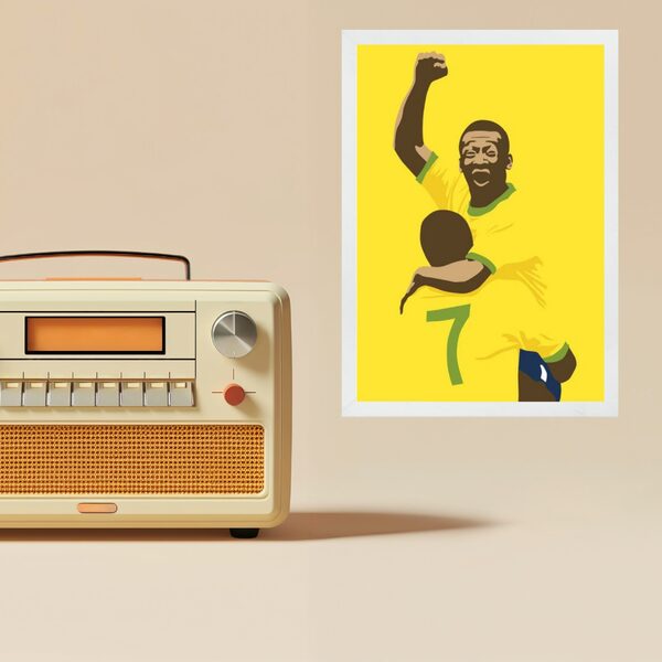 Quadro Futebol Do Brasil - Comemoração 45x34cm Moldura Preta