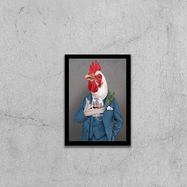 Quadro Galo Nobre 45x34cm - Com Vidro Moldura:madeira Preta