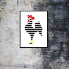 Quadro Galo Volpi Fundo Branco 33x24cm - Com Vidro Moldura:ma