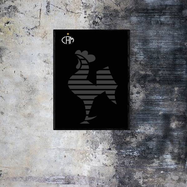 Quadro Galo Volpi Fundo Preto 24x18cm - Com Vidro Moldura:mad