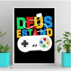 Quadro Gamer Deus Está No Controle 45x34cm - Com Vidro Moldur