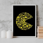 Quadro Gamer Games Símbolos 45x34cm Moldura:madeira Branca