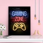 Quadro Gamer Gaming Zone 45x34cm - Com Vidro Moldura:madeira
