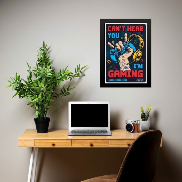 Quadro Gamer - I Am Gaming 33x24cm Moldura Preta