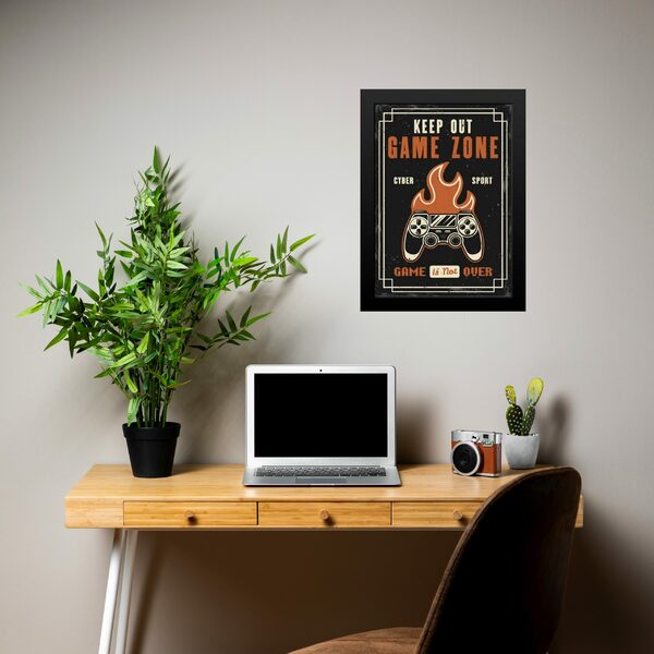 Quadro Gamer - Keep Out Gamer Zone 33x24cm Moldura Preta