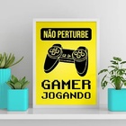 Quadro Gamer Não Perturbe Amarelo 33x24cm Moldura:madeira Bra