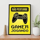 Quadro Gamer Não Perturbe Amarelo 45x34cm - Com Vidro Moldura
