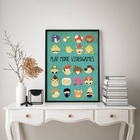 Quadro Gamer - Play More Videogames 33x24cm Moldura Branca