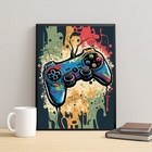 Quadro Gamer Pop Art - Controle 45x34cm Moldura Preta