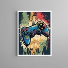 Quadro Gamer Pop Art - Controle 45x34cm Moldura Preta