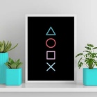 Quadro Gamer Símbolos Vídeo Game 33x24cm Moldura:madeira Preta