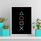 Quadro Gamer Símbolos Vídeo Game 45x34cm Moldura:madeira Bran