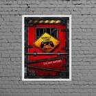 Quadro Gamer Zone Do Not Enter 33x24cm Moldura:madeira Branca