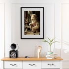 Quadro Gatinha Costureira - 60x48cm Moldura Preta