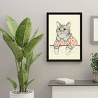 Quadro Gatinha Vintage 33x24cm - Com Vidro Moldura:madeira Br