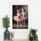 Quadro Gatinhas Bailarinas - 60x48cm Moldura Branca