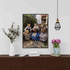 Quadro Gatinhas Tocando Violão 33x24cm - Com Vidro Moldura Br