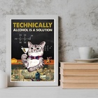 Quadro Gatinho Alcool É A Solução 33x24cm - Com Vidro Moldura