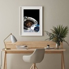 Quadro Gatinho Astronauta - 60x48cm Moldura:madeira Branca