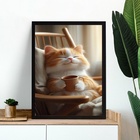 Quadro Gatinho Baby Com Xícara De Chá Café 24x18cm Moldura Pr