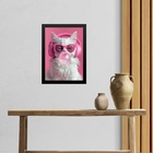 Quadro Gatinho Bubble Gum - Pink 33x24cm - Com Vidro Moldura