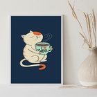 Quadro Gatinho Com Café - Love Coffee 33x24cm Moldura Branca