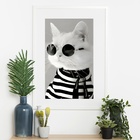 Quadro Gatinho Fashion- 60x48cm Moldura Branca