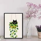 Quadro Gatinho No Vaso De Planta 33x24cm Moldura:madeira Preta