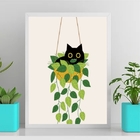 Quadro Gatinho No Vaso De Planta 45x34cm Moldura:madeira Bran