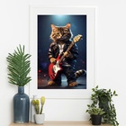 Quadro Gatinho Roqueiro - 60x48cm Moldura Preta