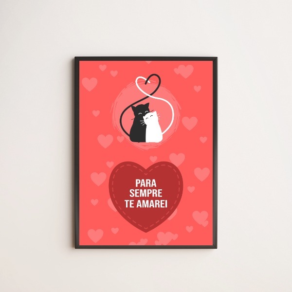 Quadro Gatinhos Para Sempre Te Amarei 24x18cm - Com Vidro Mol