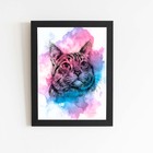 Quadro Gato Animais Pets Arte Aquarela Moldura 60x40cm