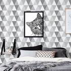 Quadro Gato Artístico 33x24cm - Com Vidro Moldura:madeira Bra