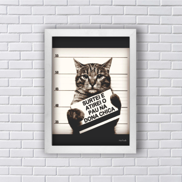 Quadro Gato Atirei O Pau Na Dona Chica 45x34cm Moldura:madeir