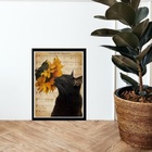 Quadro Gato Com Girassol 33x24cm - Com Vidro Moldura:madeira