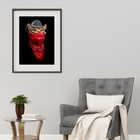 Quadro Gato Cowboy - 60x48cm Moldura:madeira Preta