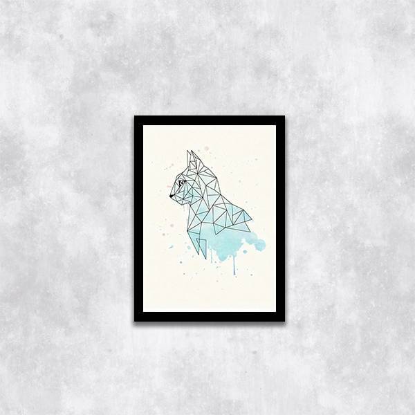 Quadro Gato Geométrico 24x18cm - Com Vidro Moldura:madeira Br