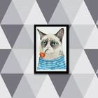 Quadro Gato Marinheiro 33x24cm - Com Vidro Moldura:madeira Br