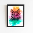 Quadro Gato Pets Animais Aquarela Arte Moldura 30x40cm