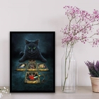 Quadro Gato Preto Com Tarot 45x34cm - Com Vidro Moldura:madei