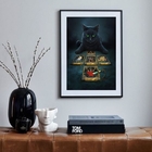 Quadro Gato Preto Com Tarot - 60x48cm Moldura:madeira Preta