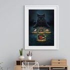 Quadro Gato Preto Com Tarot - 60x48cm Moldura:madeira Preta