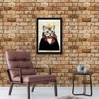 Quadro Gato Rei 33x24cm - Com Vidro Moldura:madeira Branca