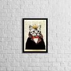 Quadro Gato Rei 33x24cm - Com Vidro Moldura:madeira Preta