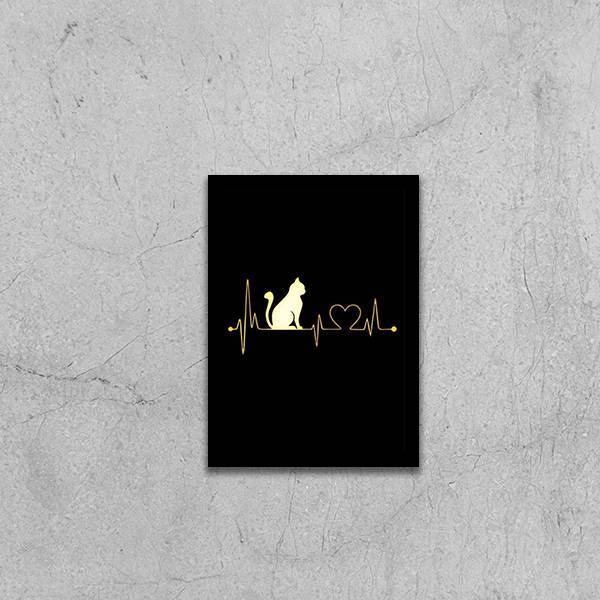 Quadro Gato Sinal Vital 24x18cm - Com Vidro Moldura:madeira B