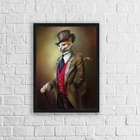 Quadro Gato Vestido De Gente 24x18cm - Com Vidro Moldura:made