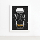 Quadro Geek Jedi Força Cerveja Moldura Branca 22x32cm