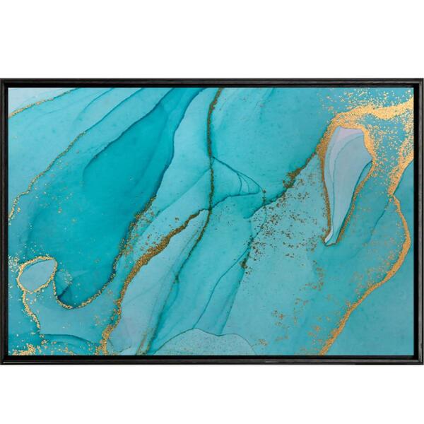 Quadro Gema Azul E Dourado 70x50 - Casa Da Moldura