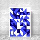 Quadro Geométrico Azul E Branco Ii 45x34cm - Com Vidro Moldur